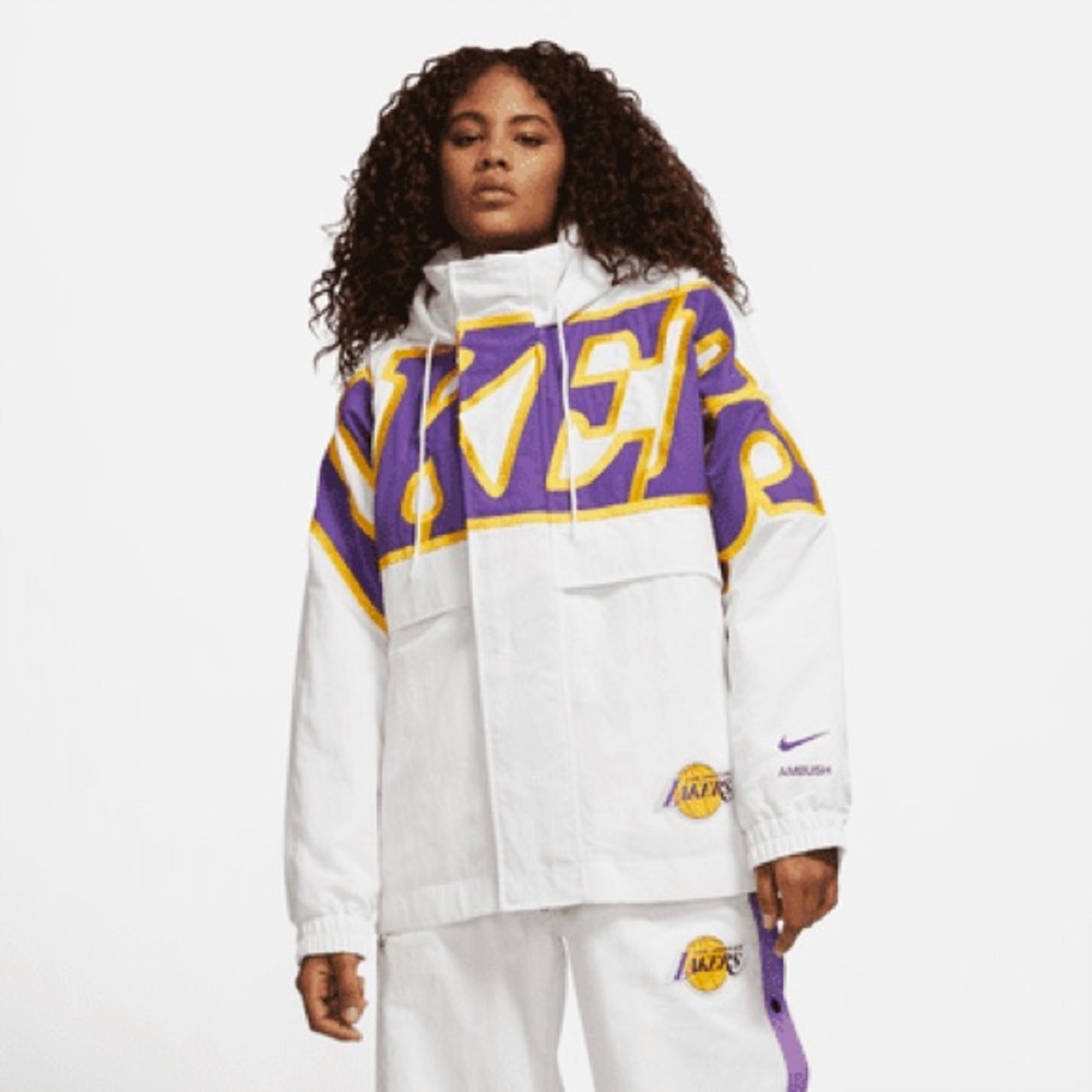 NWT NIKE X AMBUSH LAKERS WHITE PURPLE PUFF JACKET - Picture 4 of 17